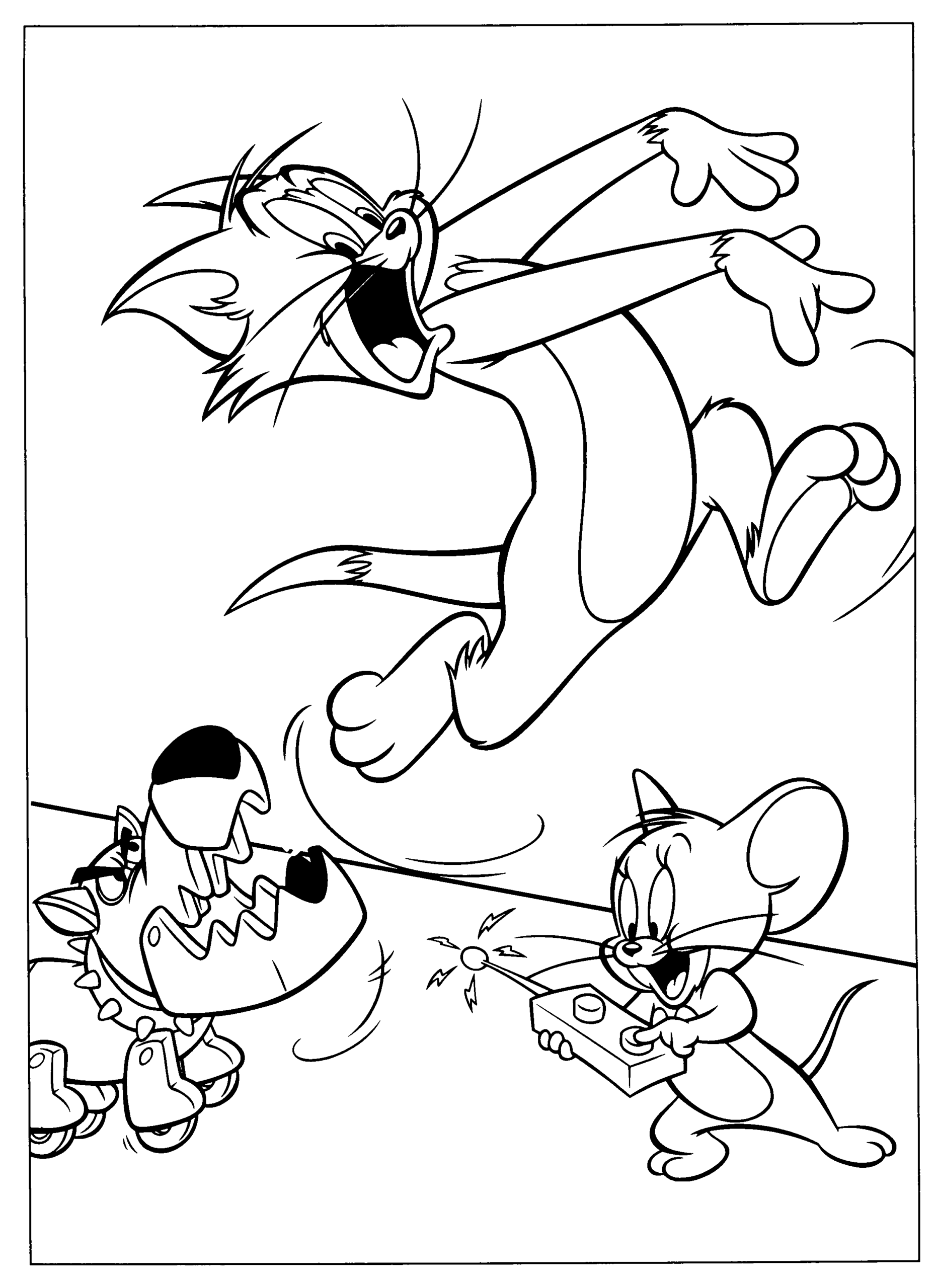 Jerry Bullying Tom With Machine Dog Coloring Game Jerry Bullying Tom With Machine Dog