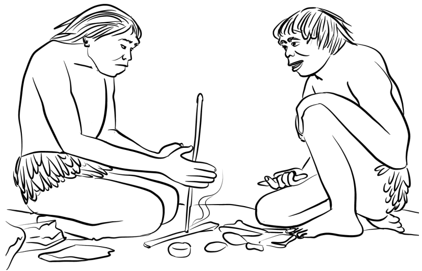 Acient Men Making Fire