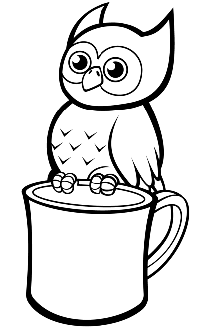 Owl On Mug Coloring Game Owl On Mug