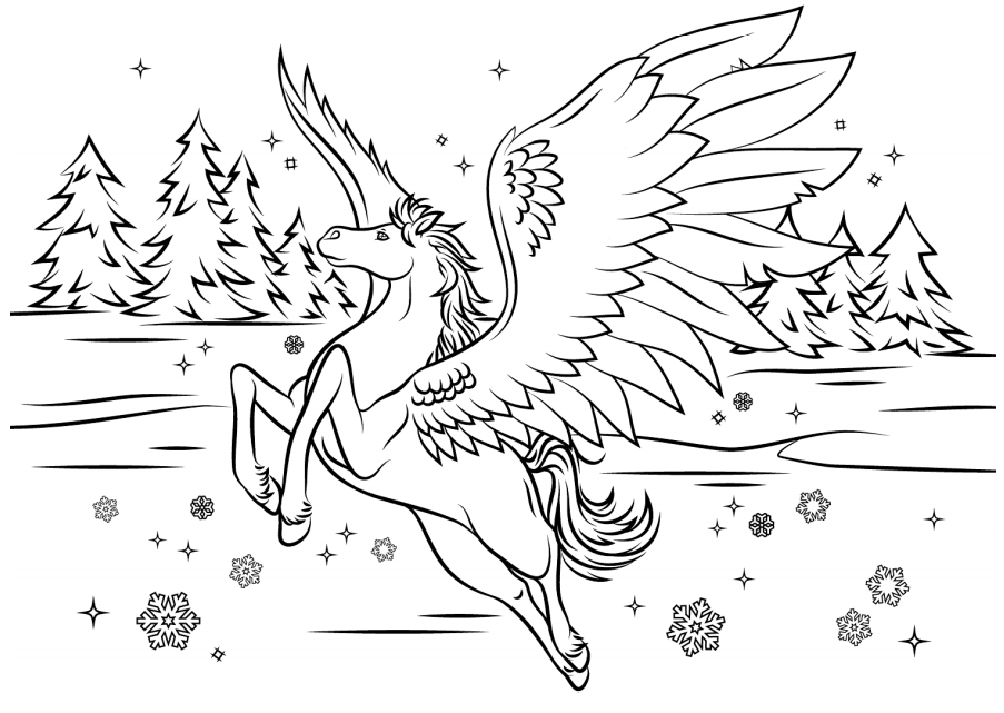 Pegasus In The Winter Coloring Game Pegasus In The Winter