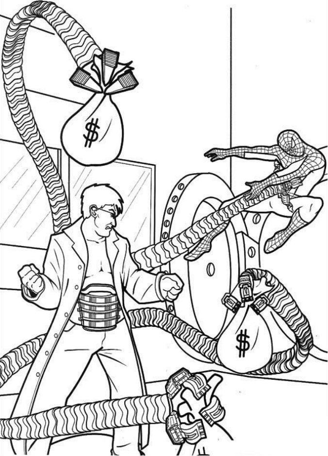 Dr. Octopus Robbing The Bank Coloring Game Dr. Octopus Robbing The Bank