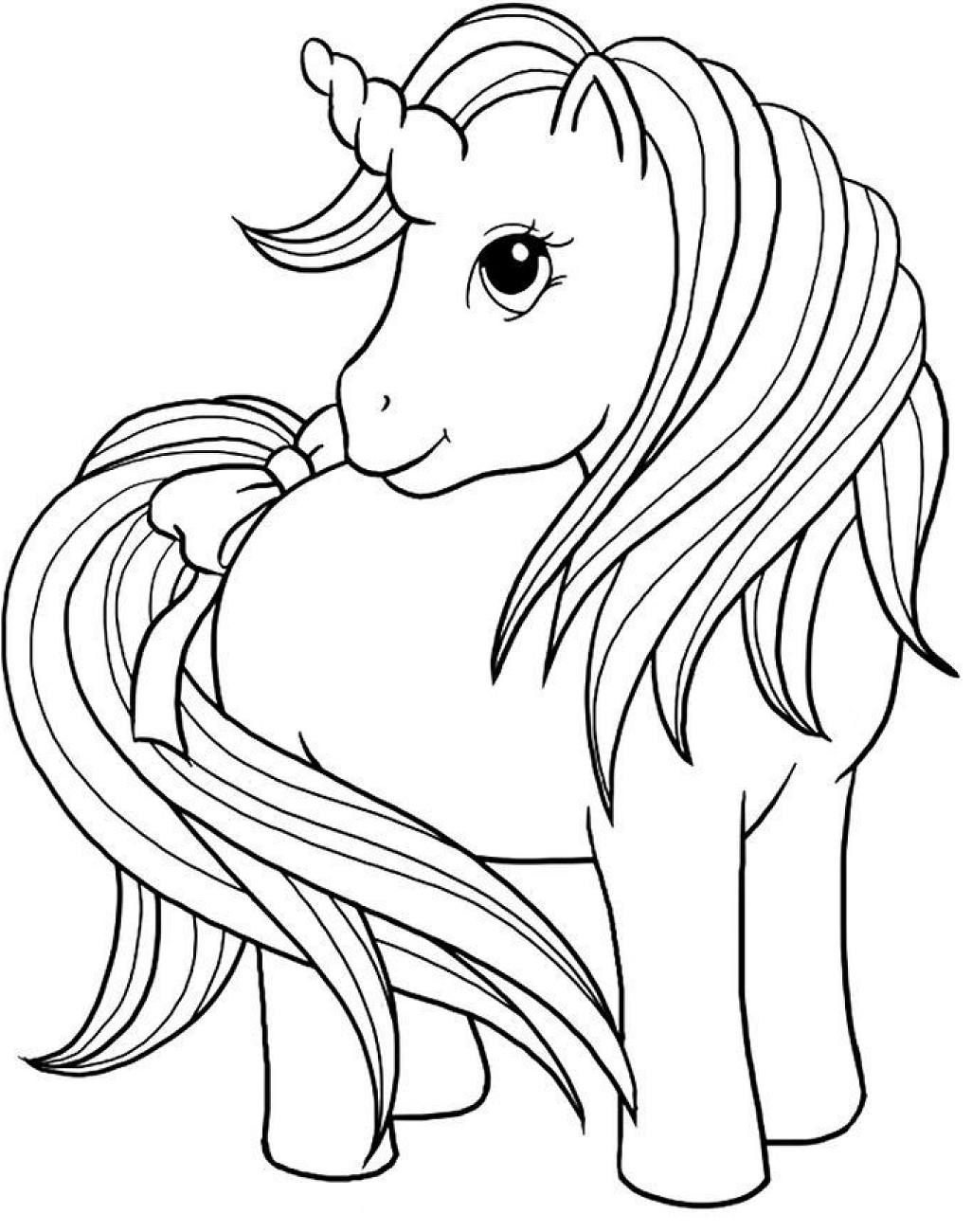 Unicorn With Bow At Tail Coloring Game Unicorn With Bow At Tail