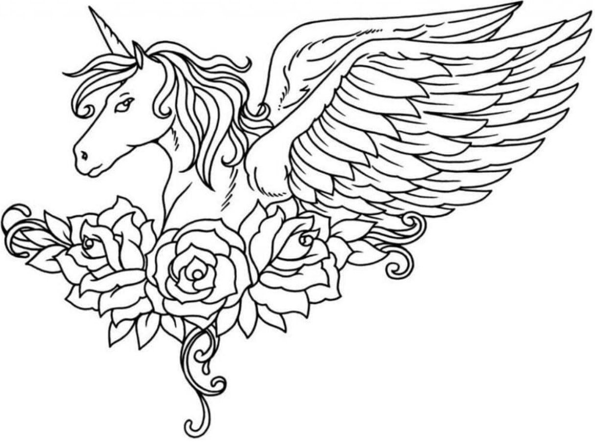 Winged Unicorn And Flowers Coloring Game Winged Unicorn And Flowers