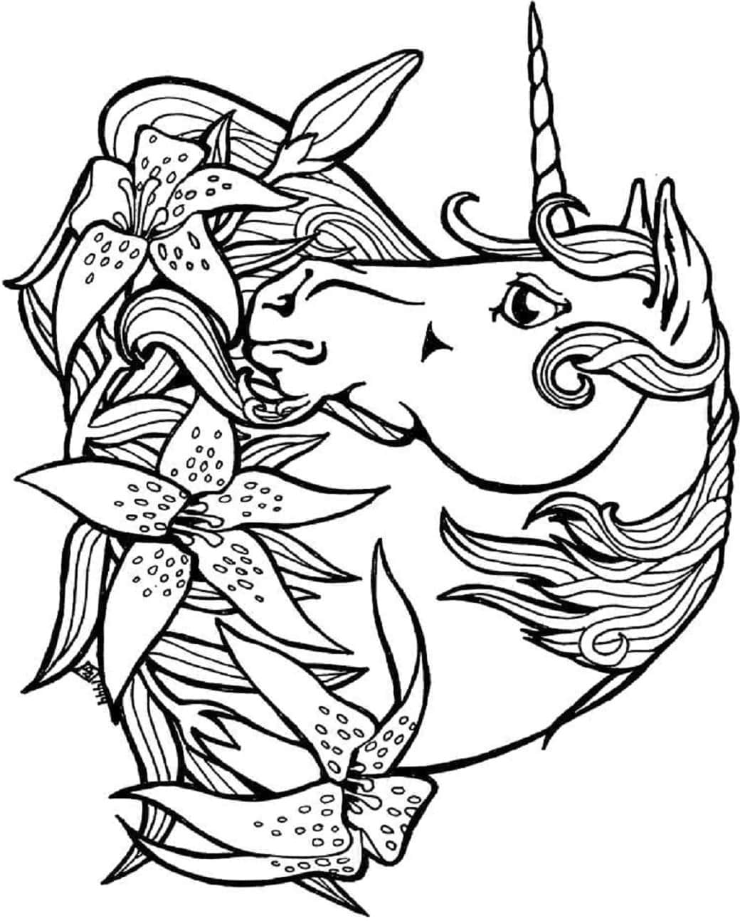 Unicorn Head And Flowers Coloring Game Unicorn Head And Flowers