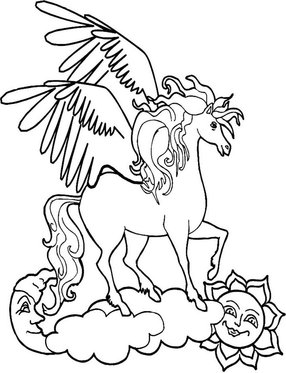 Unicorn Standing On Cloud Coloring Game Unicorn Standing On Cloud