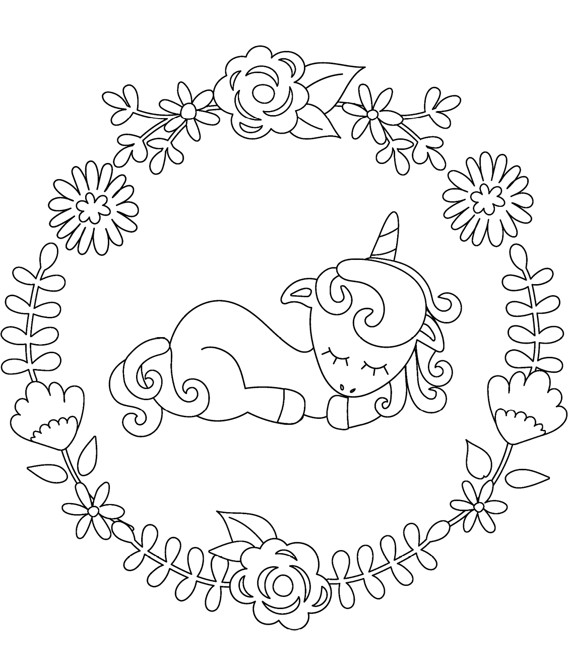 Baby Unicorn Sleeping Coloring Game Baby Unicorn Sleeping