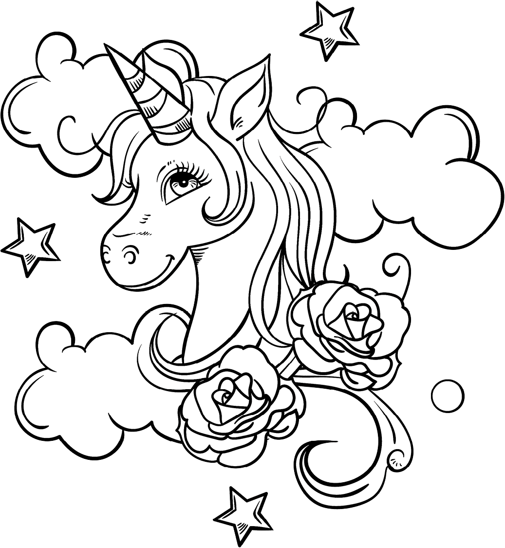 Unicorn Head And Roses Coloring Game Unicorn Head And Roses