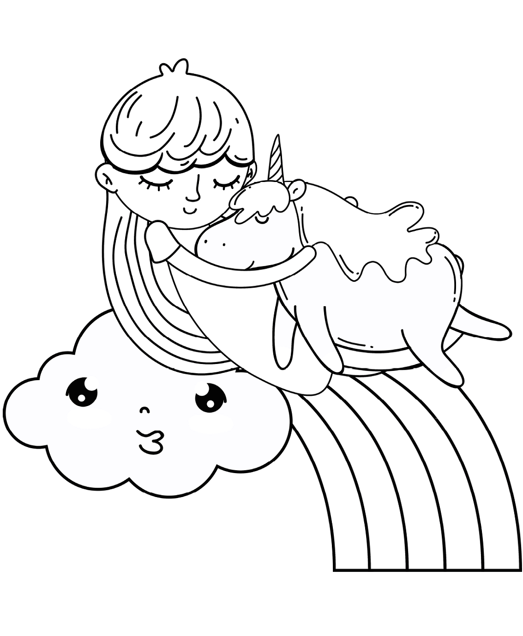 Girl Sleeping With Unicorn Coloring Game Girl Sleeping With Unicorn