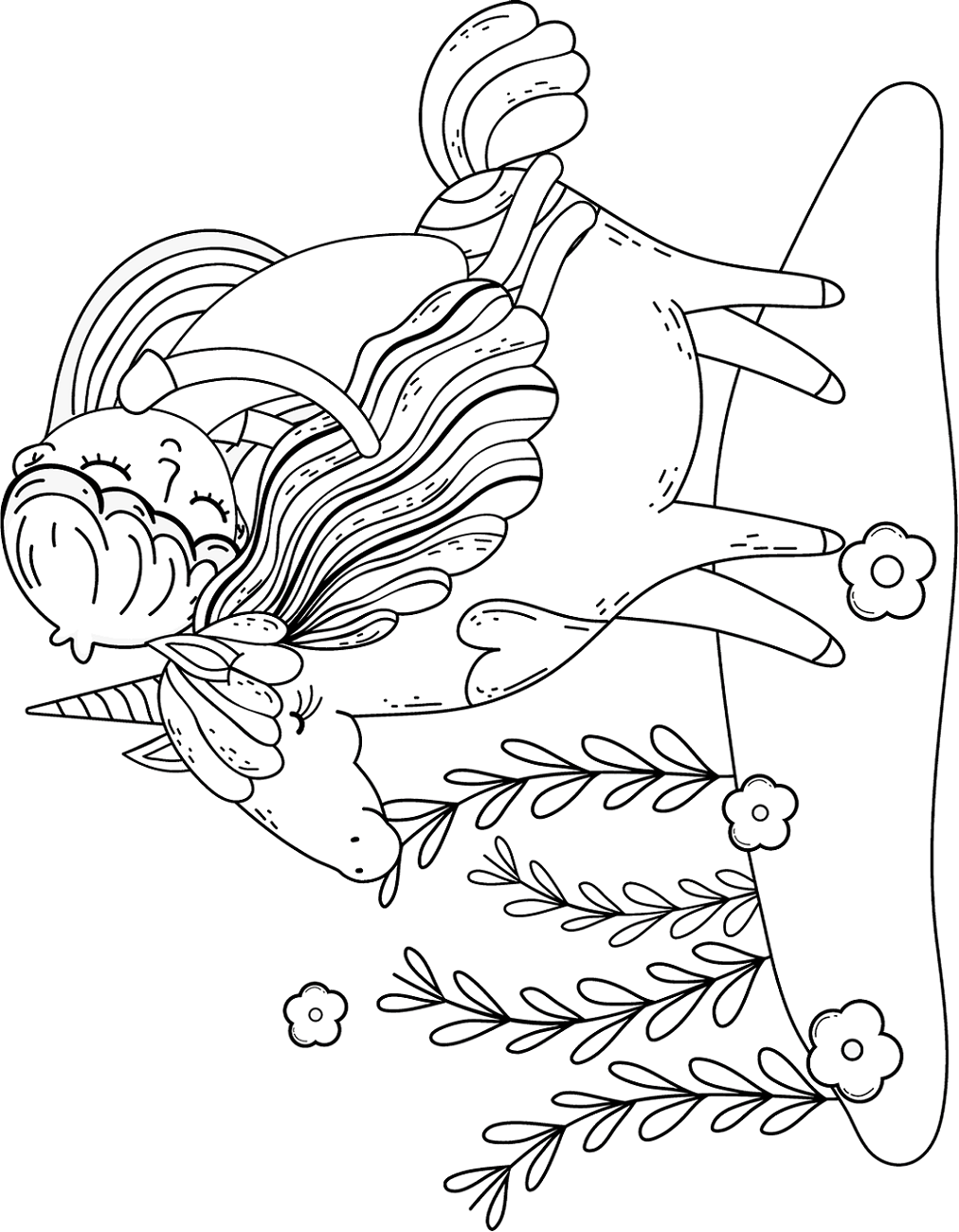 Little Princess Sleeping On Unicorn Coloring Game Little Princess Sleeping On Unicorn