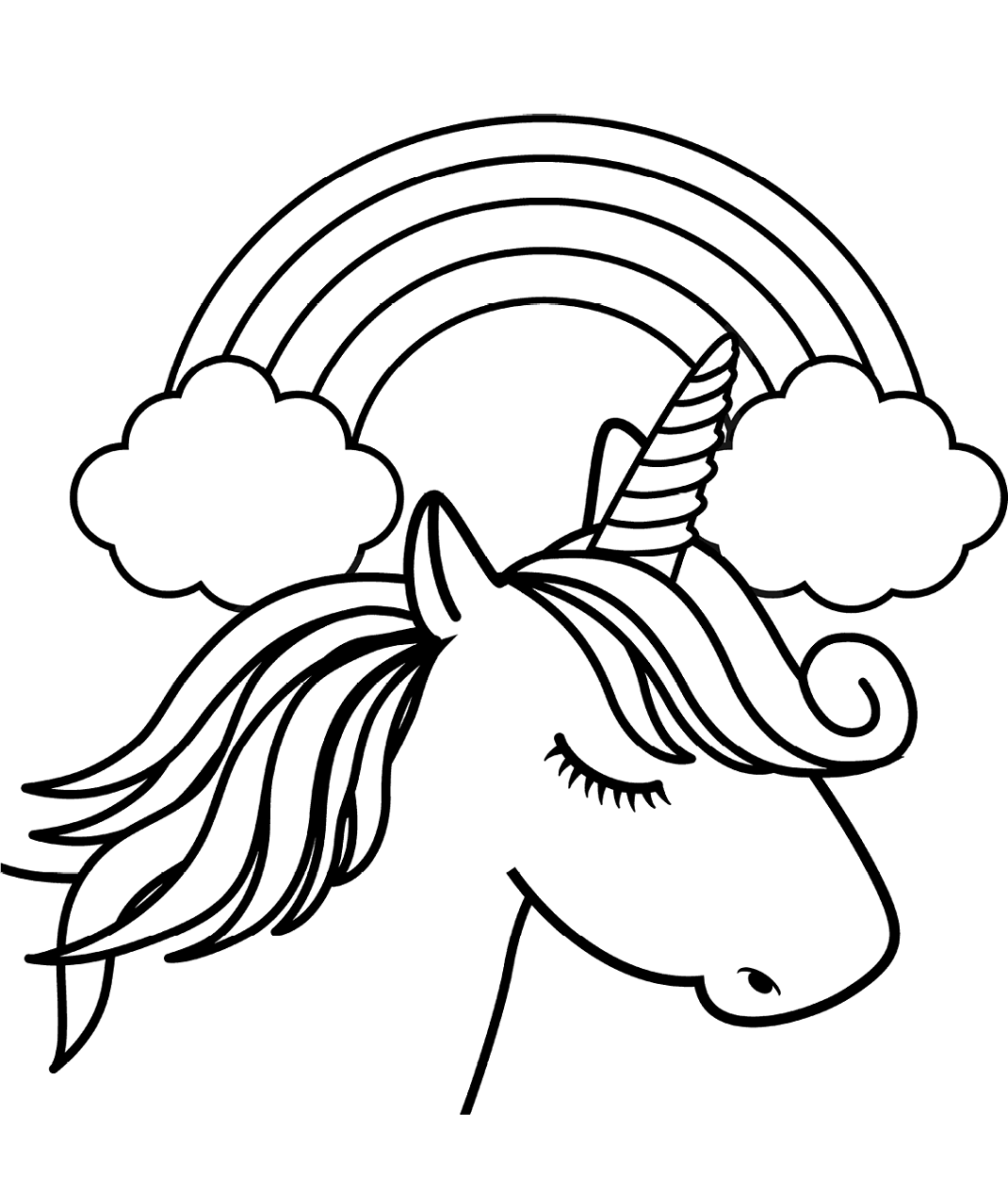 Unicorn Head In Front Of Rainbow Coloring Game Unicorn Head In Front Of Rainbow