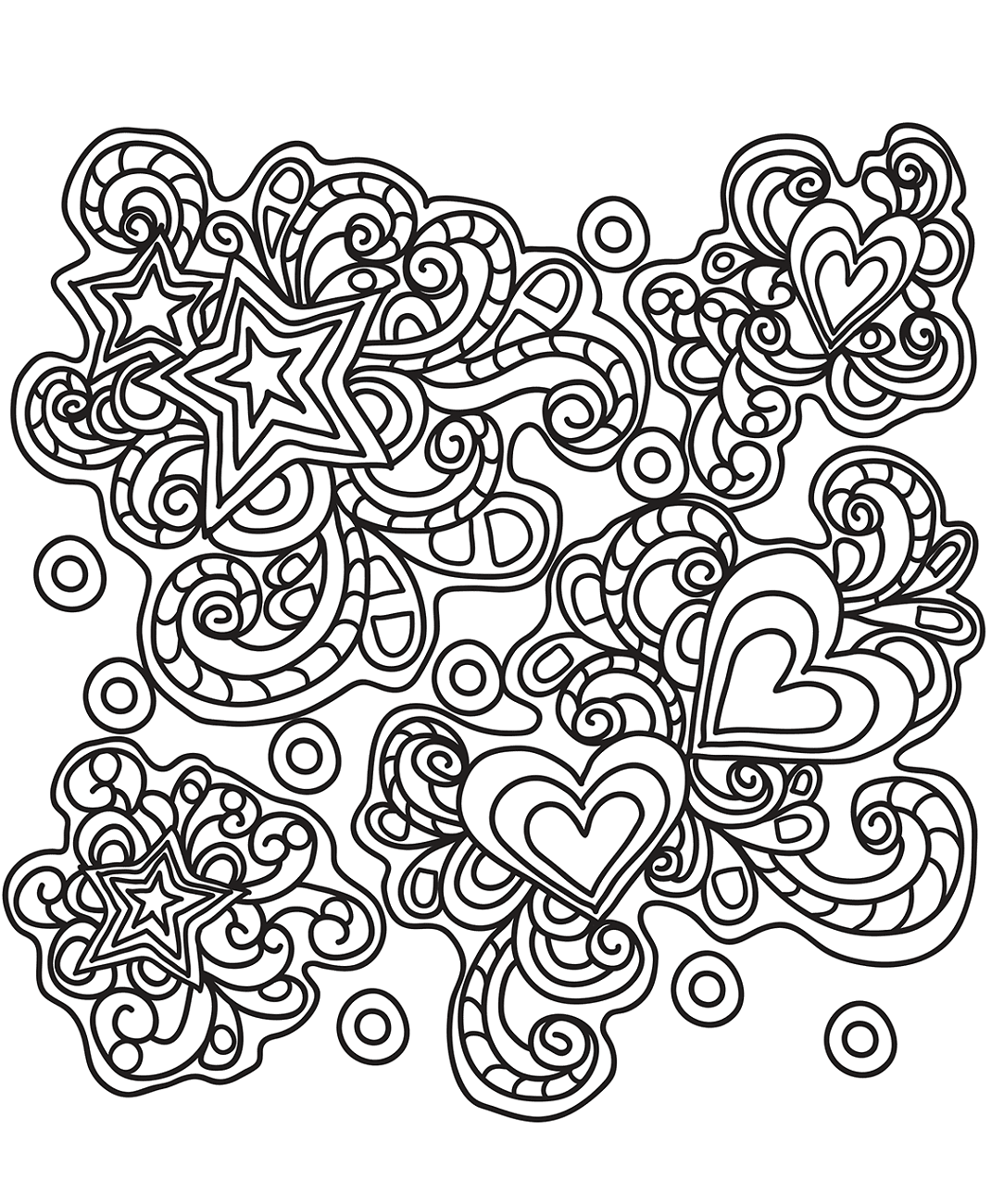 Stars, Hearts Doodle Art