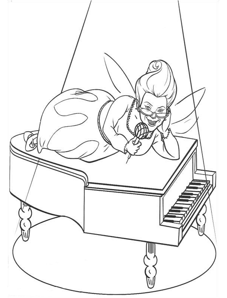 Fairy Godmother On Piano Coloring Game Fairy Godmother On Piano