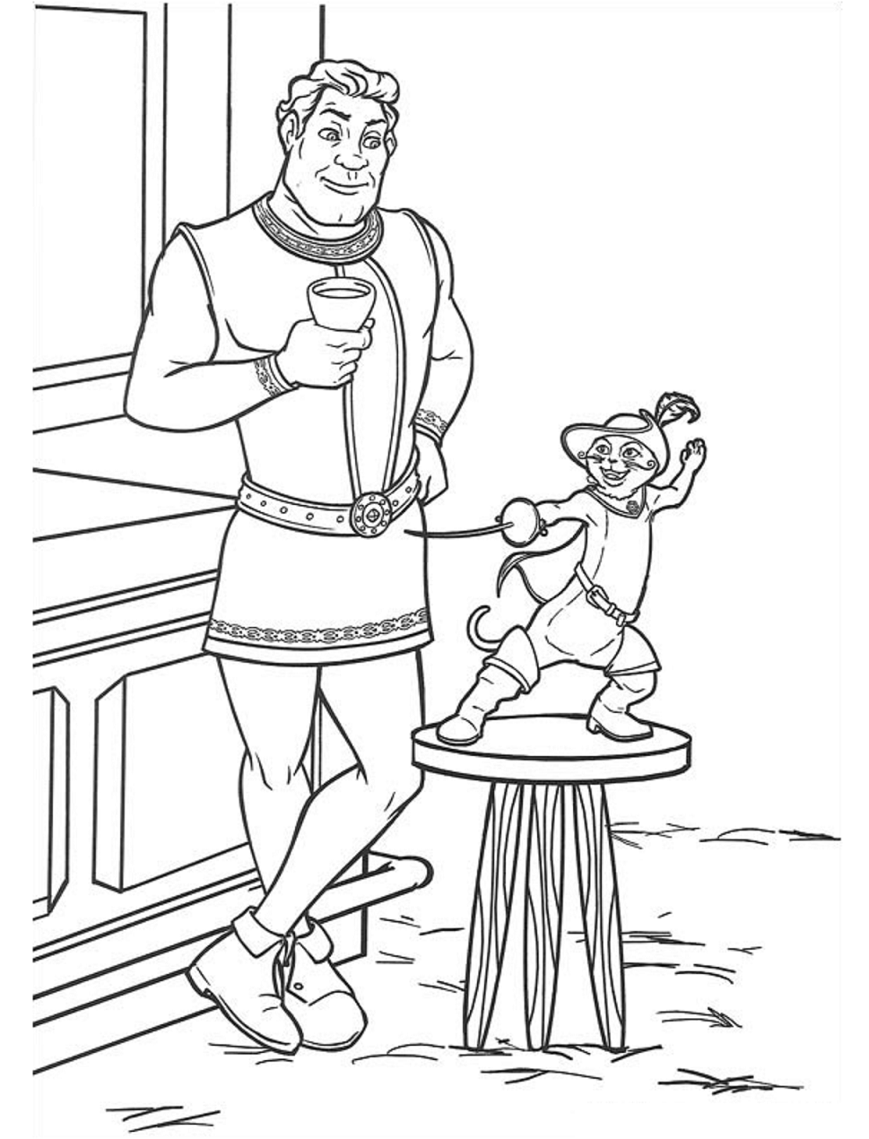 Shrek With Puss In Boots Coloring Game Shrek With Puss In Boots
