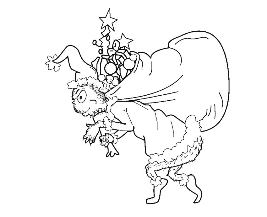 Grinch Carrying A Gift Bag