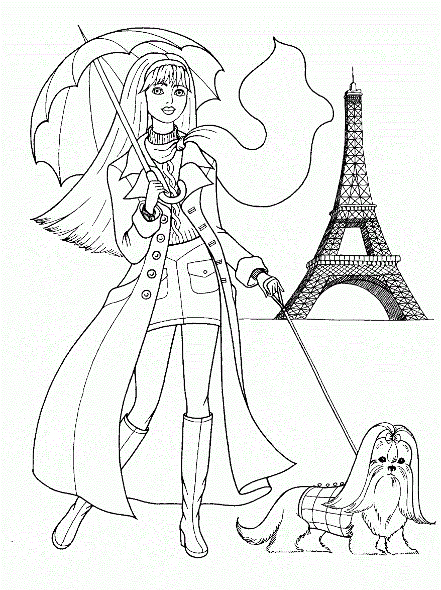 Teenager-Girl With Her Dog In Paris