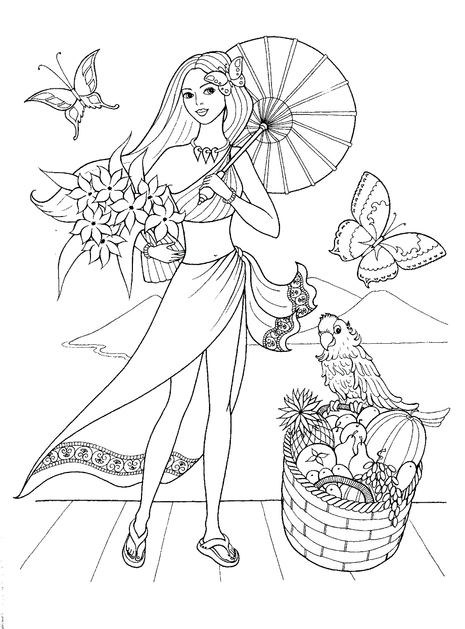 Teenager Girl With Bird And Flower