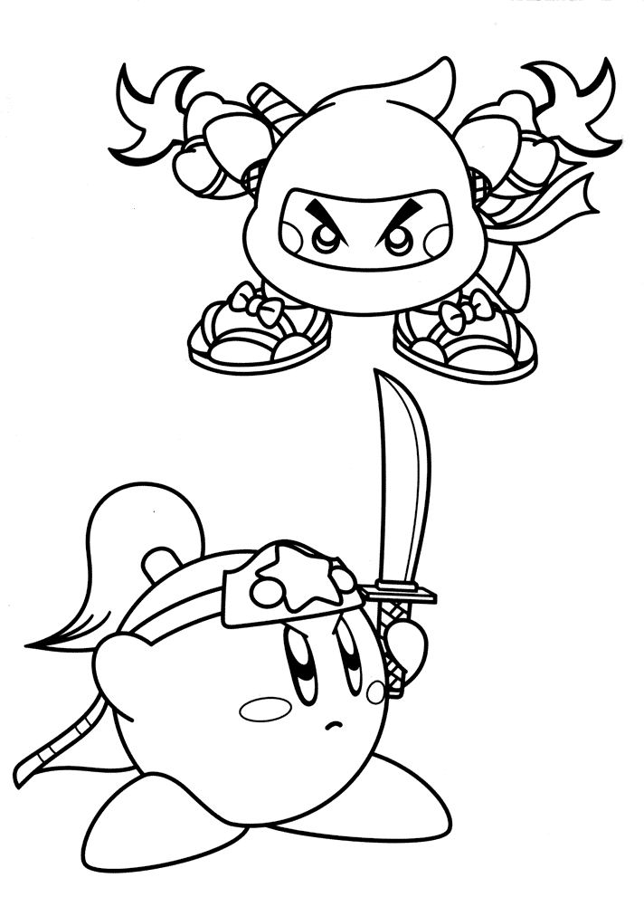 Kirby Ninja And Kirby With Sword Coloring Game Kirby Ninja And Kirby With Sword