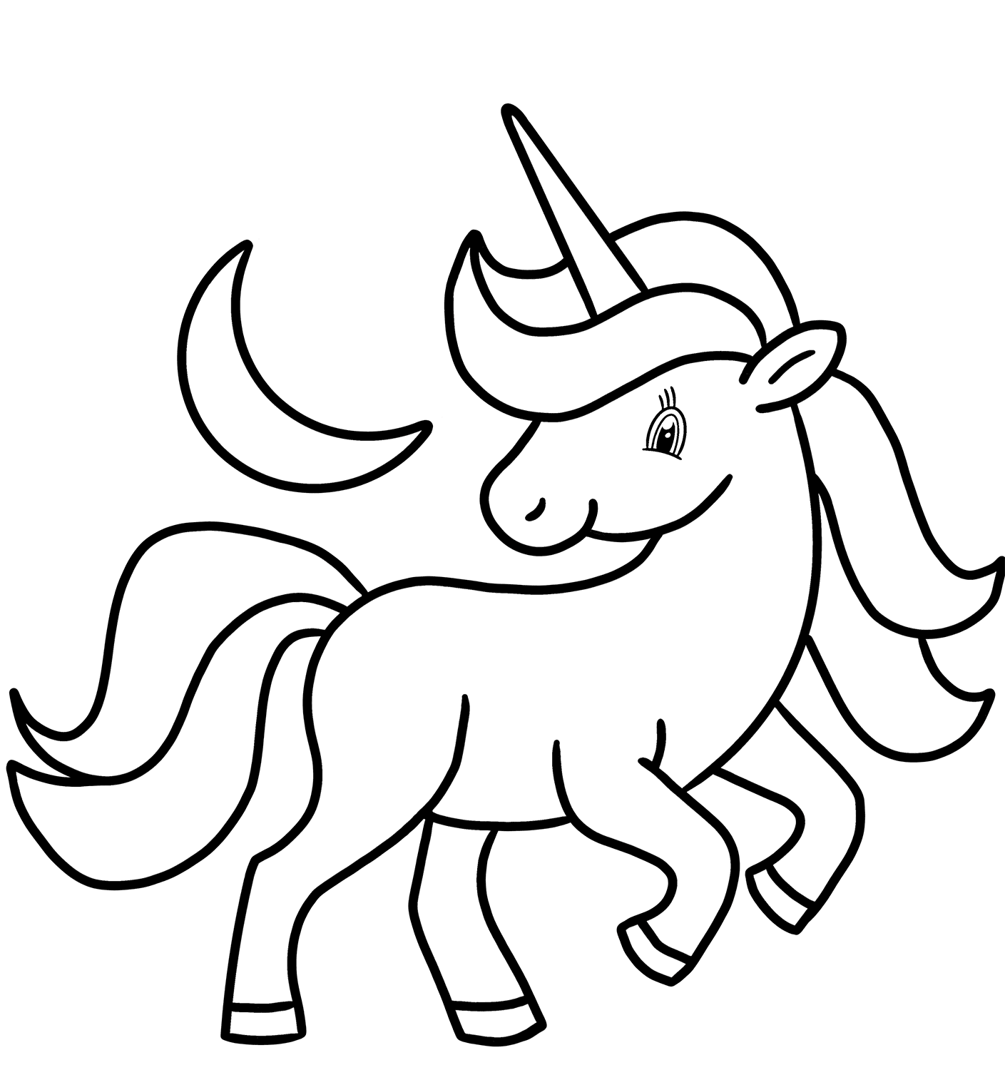 Unicorn And Crescent Moon Coloring Game Unicorn And Crescent Moon