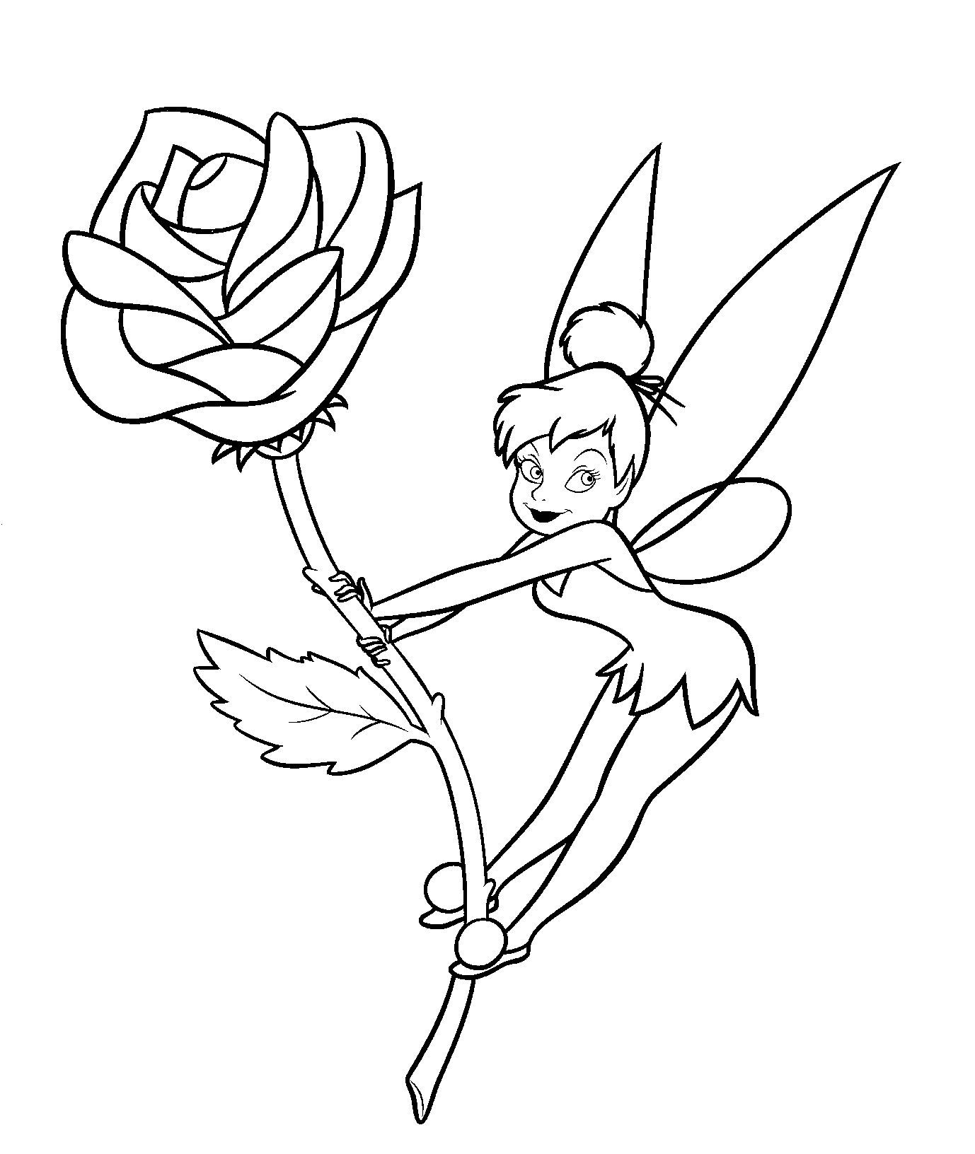 Tinkerbell And A Rose Coloring Game Tinkerbell And A Rose