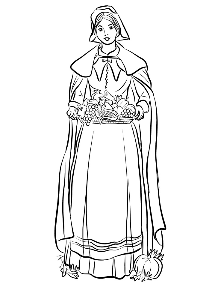 Pilgrim Woman Coloring Game Pilgrim Woman