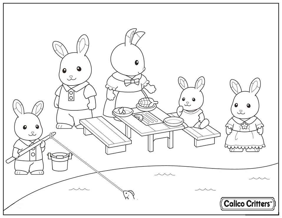 Calico Critters Having Fun Picnic