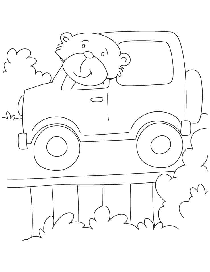 A Bear Driving Jeep Coloring Game A Bear Driving Jeep