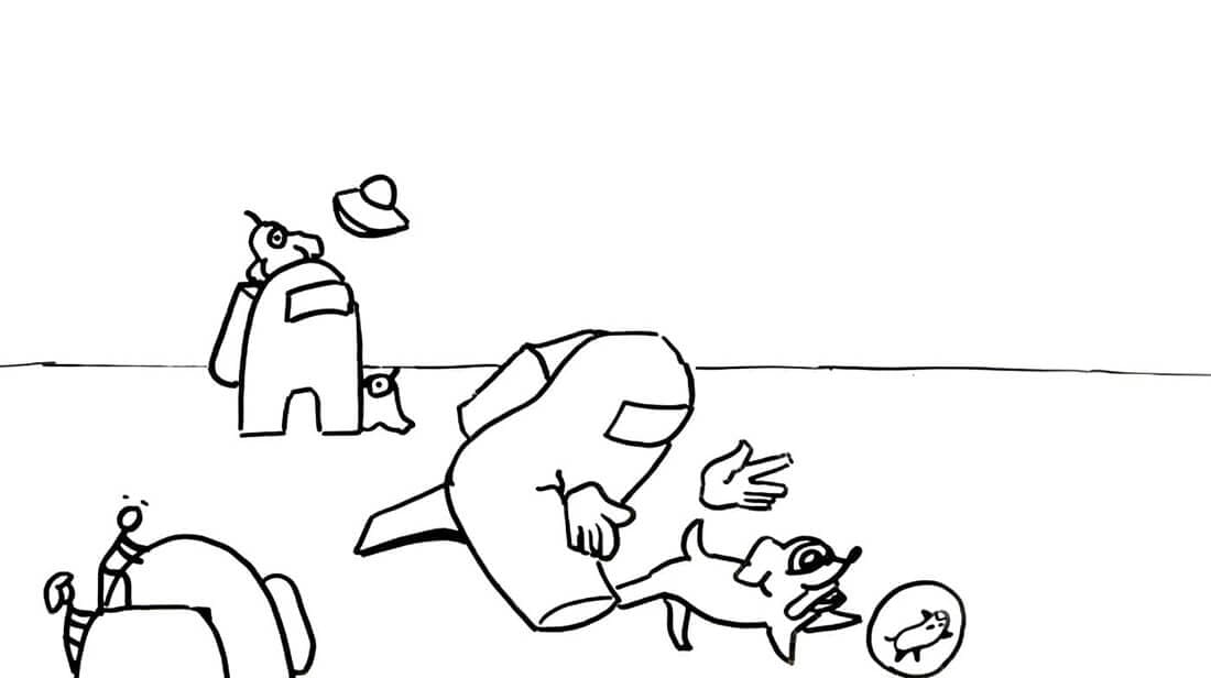 Among Us Catching a Dog Coloring Game Among Us Catching a Dog