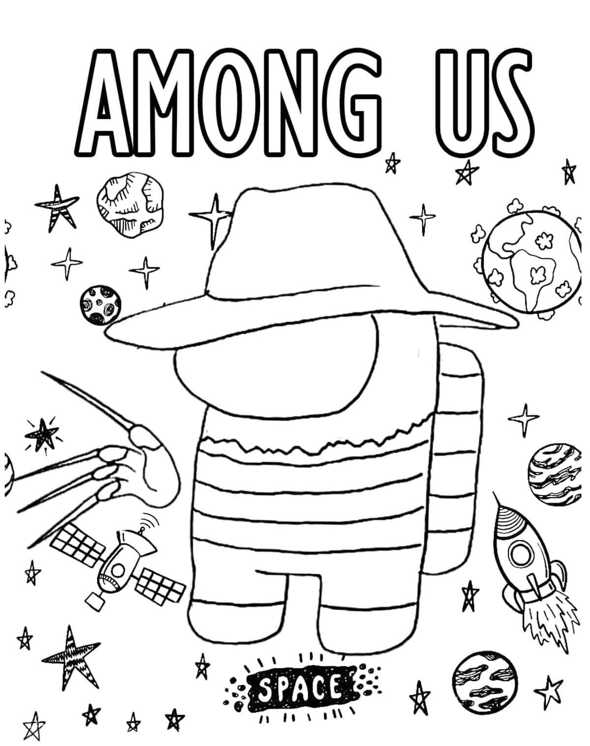 Among Us Freddy Krueger Coloring Game Among Us Freddy Krueger