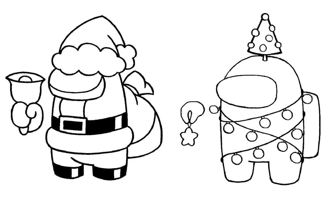 Among Us Santa and Christmas Tree Coloring Game Among Us Santa and Christmas Tree