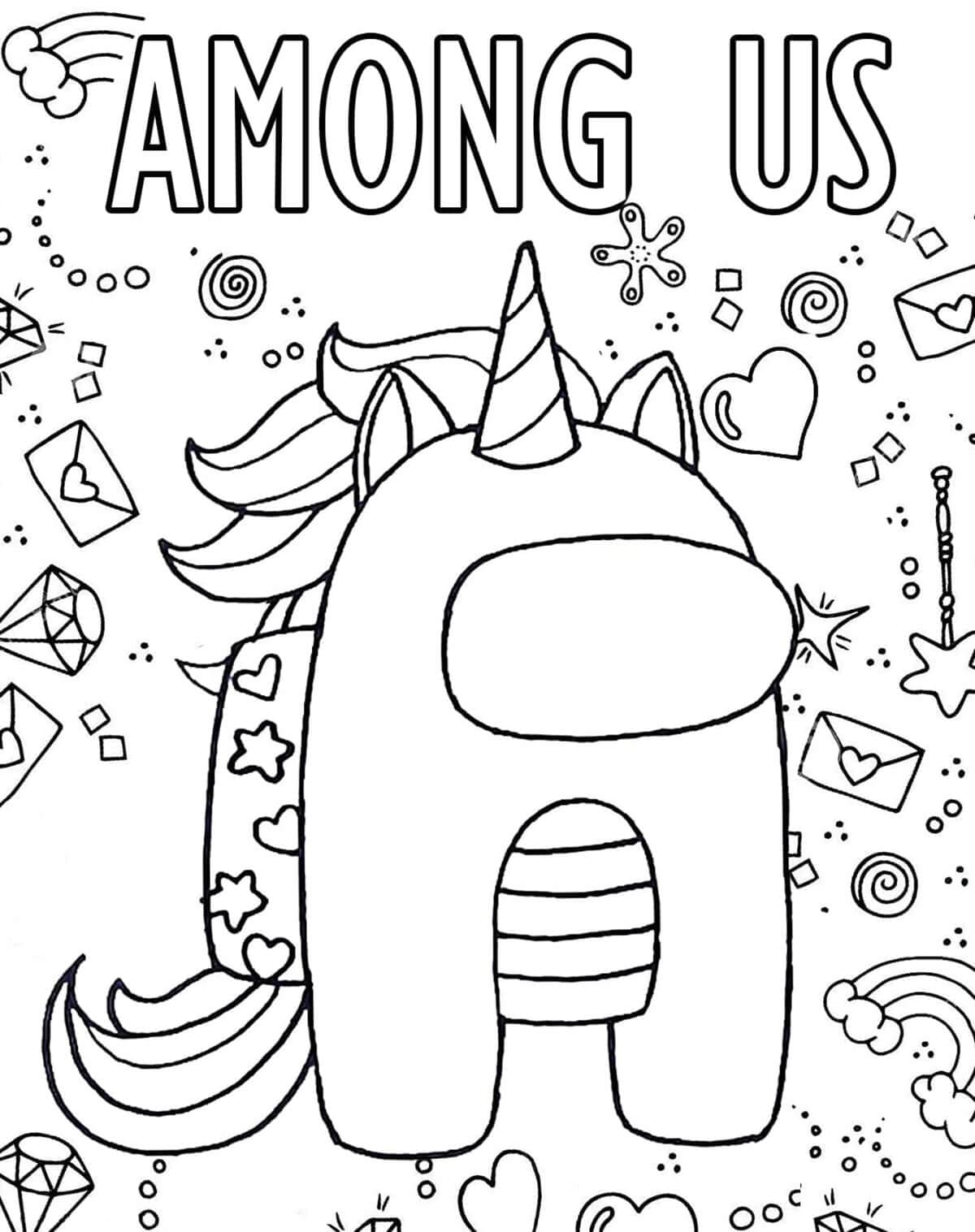 Among Us Unicorn Coloring Game Among Us Unicorn