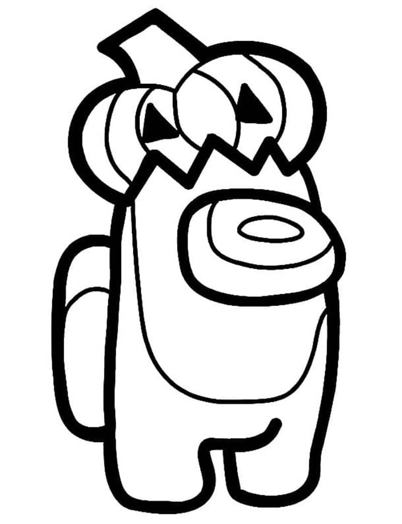 Among Us Wearing Pumpkin Hat Coloring Game Among Us Wearing Pumpkin Hat