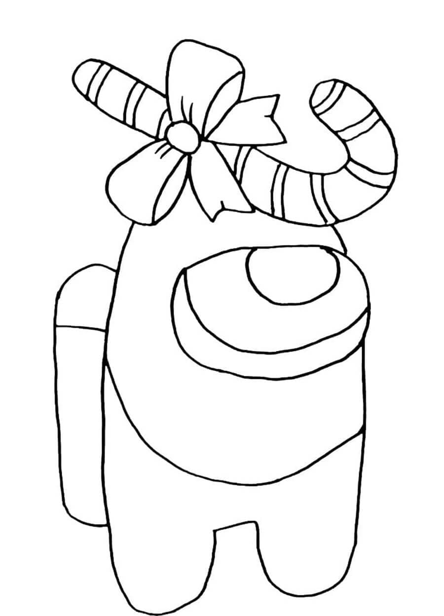 Among Us with Candy Cane Coloring Game Among Us with Candy Cane