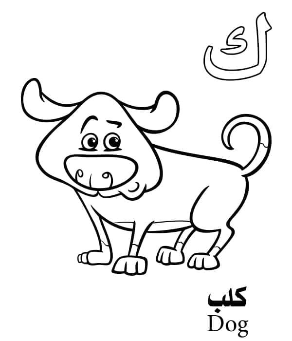Arabic Alphabet Letter ك is for Dog