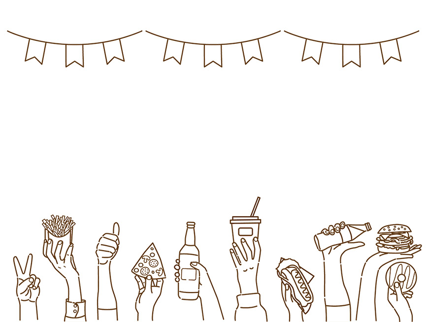 Banner with Hands Holding Foods