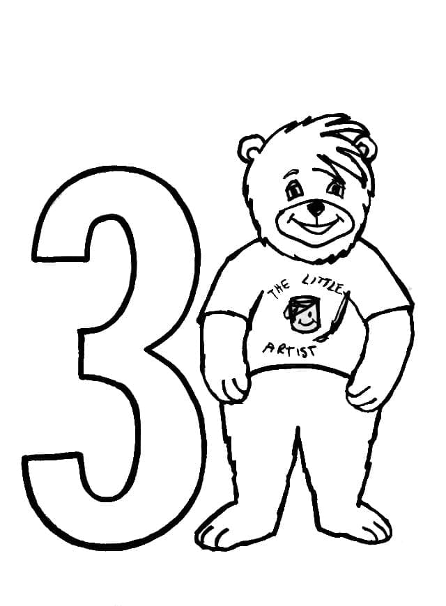 Bear and Number 3 Coloring Game Bear and Number 3