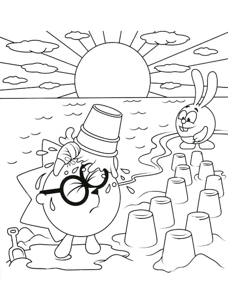 Chikoriki and PogoRiki on the Beach Coloring Game Chikoriki and PogoRiki on the Beach