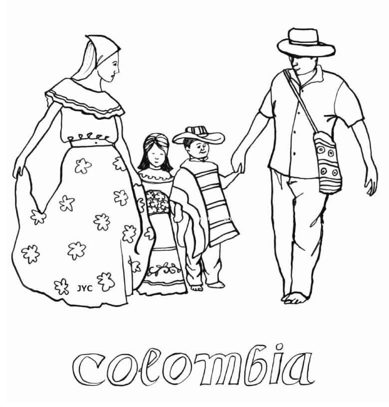 Colombian Family Coloring Game Colombian Family