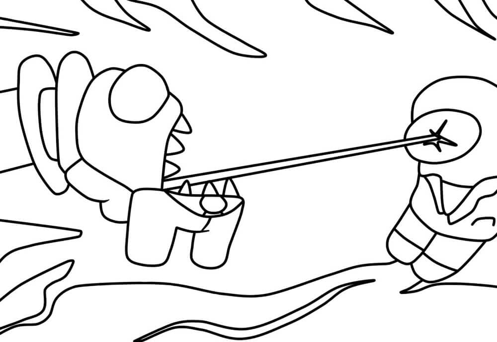 Cosmonaut Attacks The Traitor Among Us Coloring Game Cosmonaut Attacks The Traitor Among Us