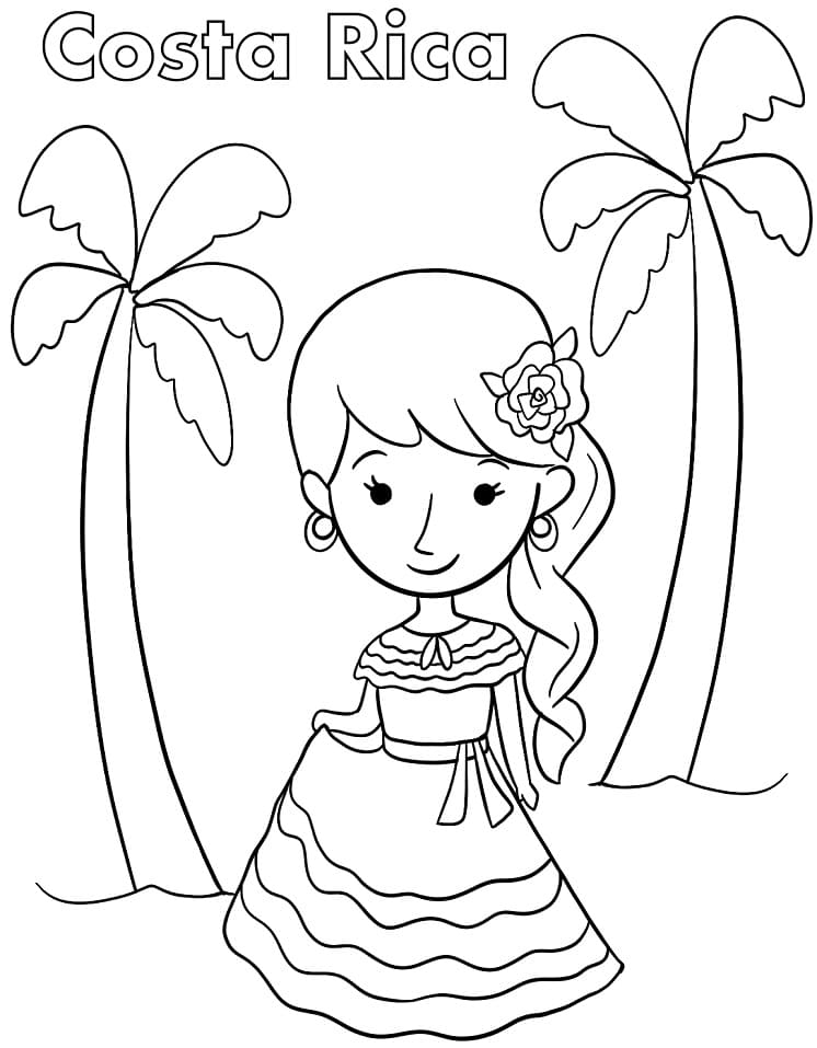 Costa Rica Girl Coloring Game Costa Rica Girl