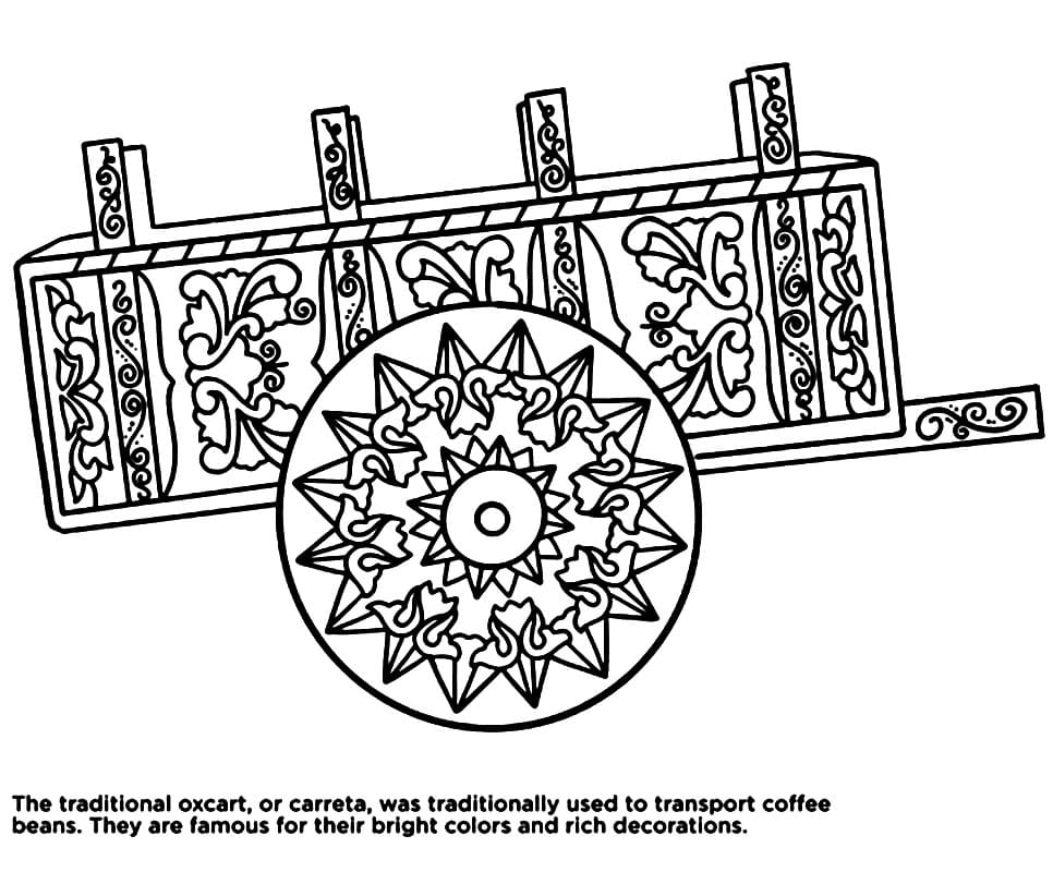 Costa Rica Oxcart Coloring Game Costa Rica Oxcart