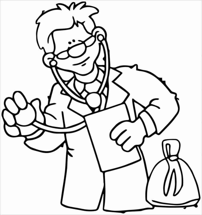 Doctor Wearing Stethoscope Coloring Game Doctor Wearing Stethoscope
