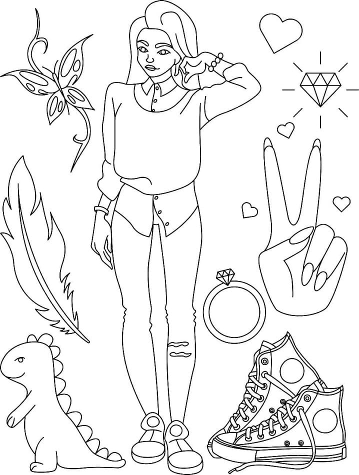 Fashionable Girl and Accessories Coloring Game Fashionable Girl and Accessories