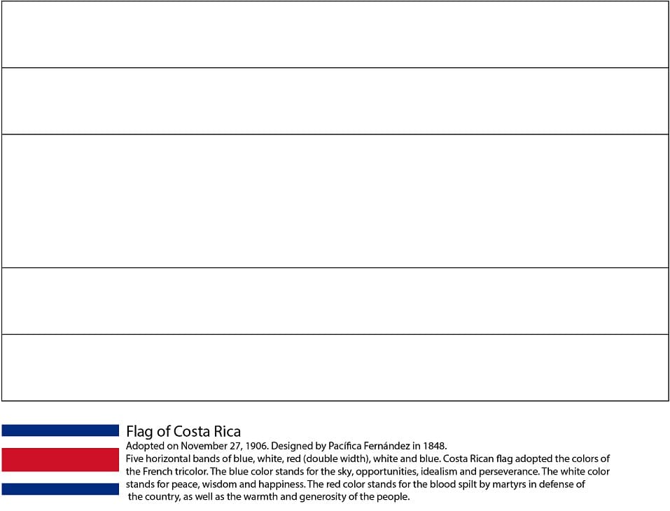 Flag of Costa Rica 1 Coloring Game Flag of Costa Rica 1