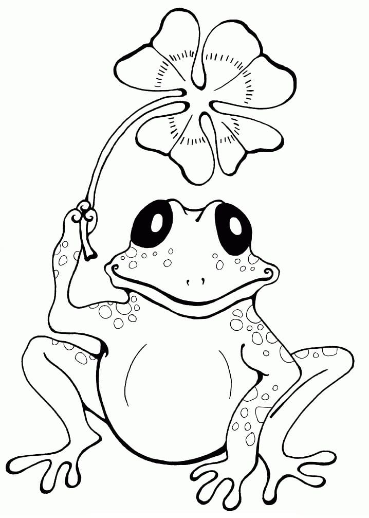 Frog with Four Leaf Clover Coloring Game Frog with Four Leaf Clover