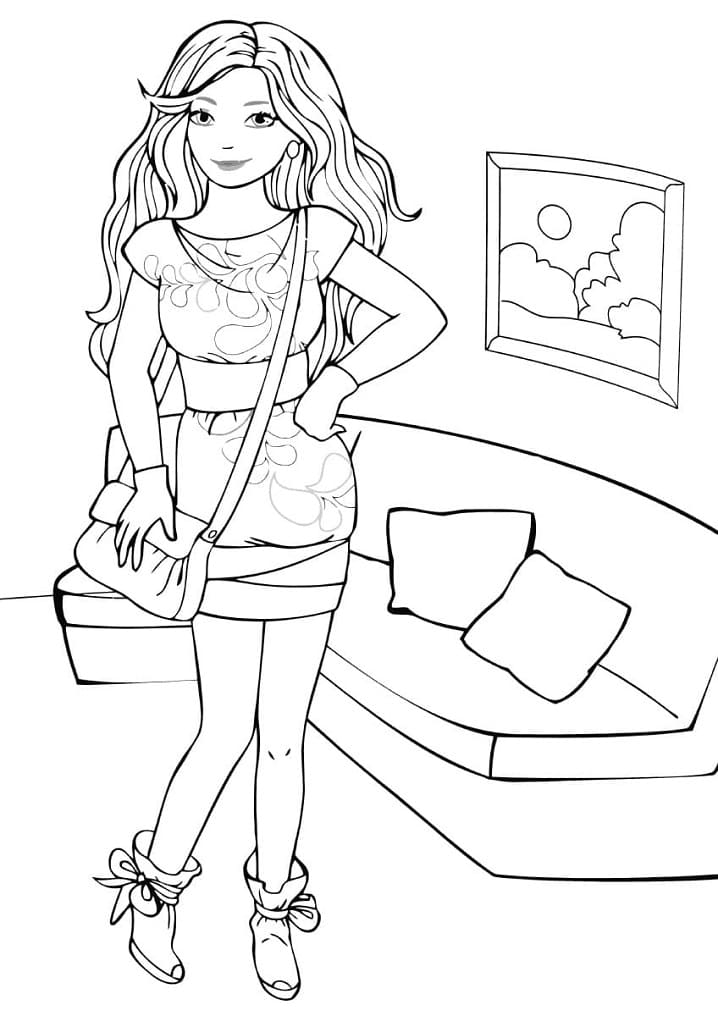 Girl Going to a Party Coloring Game Girl Going to a Party