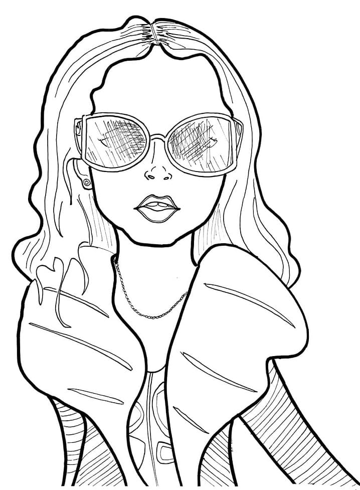 Girl in Fashionable Glasses Coloring Game Girl in Fashionable Glasses