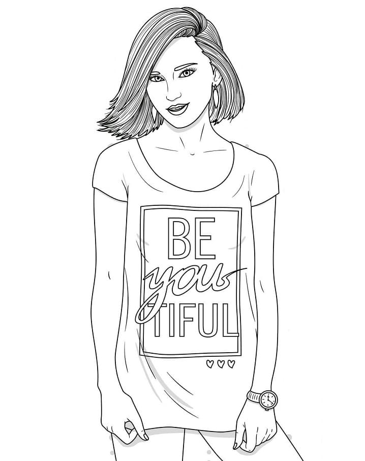 Girl in T-shirt Coloring Game Girl in T-shirt