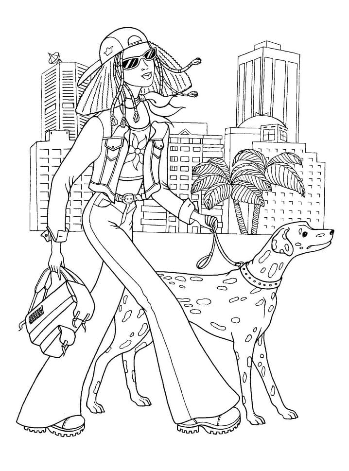 Girl with a Dalmatian Coloring Game Girl with a Dalmatian