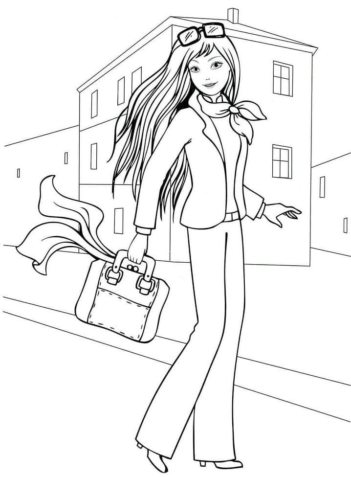 Girl with a Handbag Coloring Game Girl with a Handbag