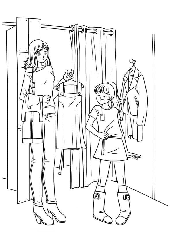 Girls in Fitting Room Coloring Game Girls in Fitting Room